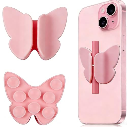 Phone Support de Gloss à Lèvres, Coque Ventouse, Porte Telephone, Multifonctionnel Porte-Carte pour Téléphone, Compatible avec Plusieurs Téléphones Mobiles