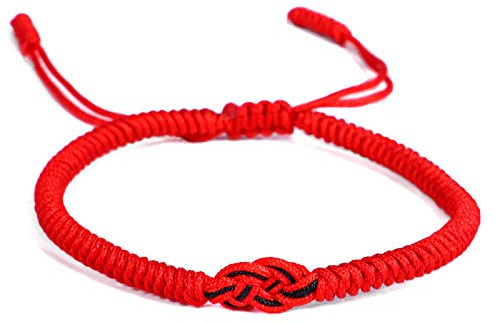 Gewebter Armband, handgestritztes tibetisches Seilschmuck, Schmuck handgewebte Doppelgeldknoten rotes Seilarmband mit Männern und Frauen konzentrische Knoten handgewebte Seil, personalisierte
