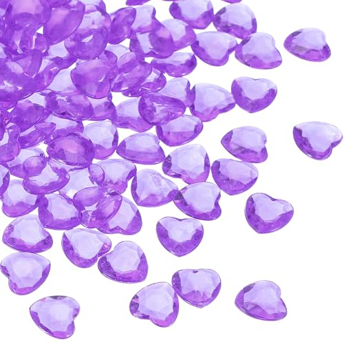 sourcing map 1000 gemme in acrilico a forma di cuore, ornamenti a forma di cuore, pietre di cristallo decorazione per vasi, decorazione da tavolo, feste di matrimonio, artigianato artistico, viola
