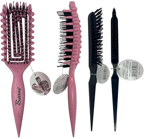 SET COMPOSTO DA UNA SPAZZOLA CON PUNTE DEFINIZIONE PER RICCI E SETOLE DI CINGHIALE + PETTINE PER STYLING CAPELLI E BARBA