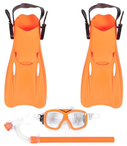 ELEOUTI Schnorchelset mit Schnorchelmaske Kurzer Flossen aus Kunststoff Leichtes Design und Klare Sicht für Anfänger Beim Schwimmen im Offenen Gewässer