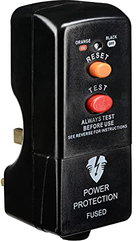 Masterplug Non-Latching RCD Safety Adaptor, 112 x 72.3 x 50.5 mm, Black