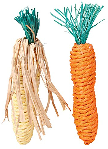 TRIXIE Set Strohspielzeug Maiskolben/Karotte, 15 cm, 2 St.