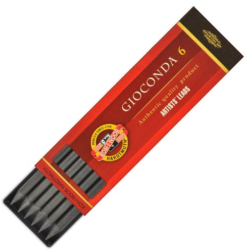 6 Stück KOH-I-NOOR Künstlermine 5,6mm 2B 4B 6B (Set sortiert je 2x2B, 2x4B und 2x6B)