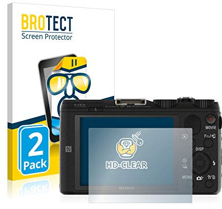 BROTECT (2 Stück Schutzfolie für Sony Cyber-Shot DSC-HX60V Displayschutz Folie Made in Germany, Ultra-Klar