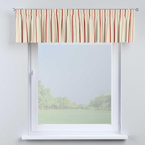 dekoria Kurzgardine mit Kräuselband Schal Gardine Dekoschal 390 x 40 cm Creme- rot gestreift
