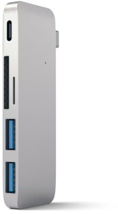 SATECHI 5-in-1 USB-C Hub für Daten und Laden, Silber | 2 USB-A Anschlüsse, SD/microSD-Kartenleser und USB-C Anschluss für Daten und Laden