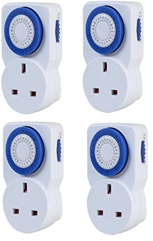 Ex-Pro 7 Day Basic Programmable Mechanical Timer Swtich for Mains Plug - 4 PACK