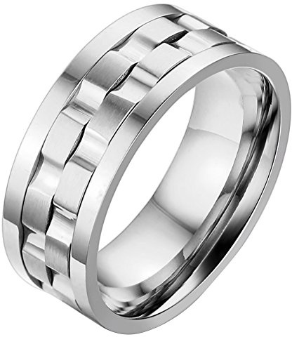 OIDEA Herren Edelstahl Ring drehen Silber, 9mm Polished Verlobungsringe Trauringe, Größe 54 (17.2) bis 74 (23.6)