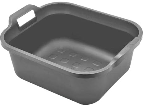 Addis Große rechteckige 10-Liter-Spülschale mit Griffen, Metallic Silver, 39 x 32 x 14 cm