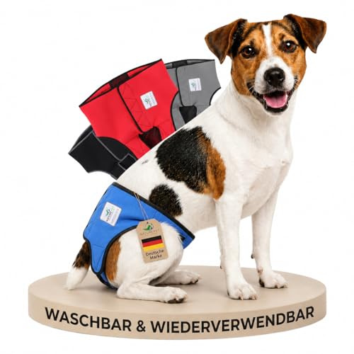 NATURE PET Premium Läufigkeitshose für Hündinnen – Hochwertige & Bequeme Hundewindeln für Hündinnen & Rüden – Waschbare Inkontinenz-Hundewindel ohne Einfädeln der Rute – S/Blau