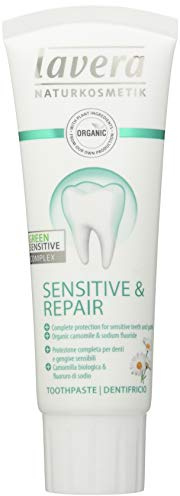lavera Empfindliche Zahnpasta und Reparatur ∙ vegan Bio-Zahnpasta 100% zertifizierte Naturkosmetik 4 Behälter à 75 ml - Gesamt: 300 ml