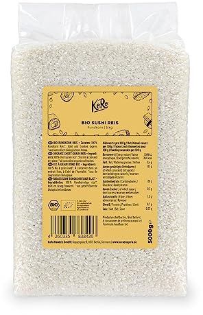 KoRo - Bio Sushi Reis 5 kg - Vorteilspack Rundkornreis aus Italien aus 100% biologischer Anbau