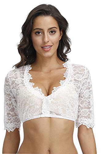 ELFIN dam polerblus kort ärm spets nätt blus elegant halvbarm blus från 34–42