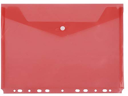 D.RECT Dokumentenmappe Dokumententasche mit Druckknopf Abheftrand PP A4 transparent Rot