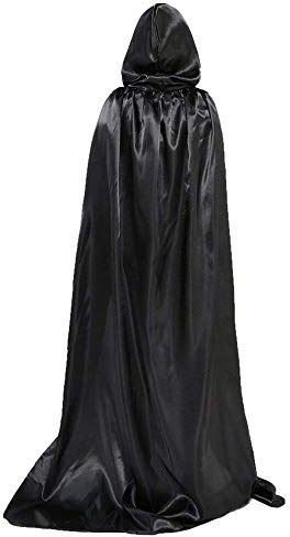 Capa con Capucha Negro Capa de Halloween Larga Capa de Vampiro Diablo con Capucha Atar para Víspera de Todos los Santos Fiesta de disfraces cosplay