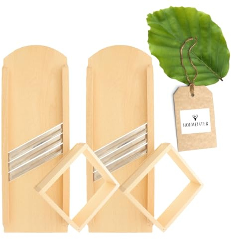 2x HOFMEISTER® Krauthobel Holz 55 cm, 3 Messer, Sicherheitsschublade – Sauerkrauthobel und Kohlhobel für Krautsalat, Weißkohl, Gemüse – handgefertigt in der EU