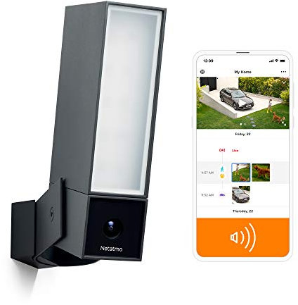 Netatmo Security Camera Outdoor, Wireless Smart Security Camera, Built in 105 Decibal Alarm, WIFI Enabled, Integrated Floodlight and Movement Detection, NOCSUS