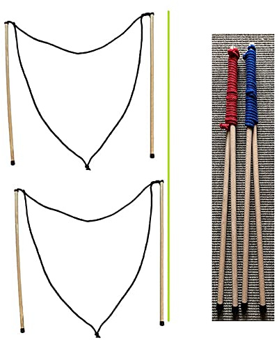 Kidzmedia - 2 Paar Riesenseifenblasen Stäbe (50cm: rot/blau) + Pulver für 5L Holz Seifenblasen Set Kinder