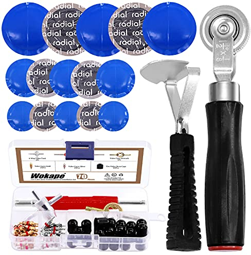 Wokape Kit de réparation de pneus, comprenant 70 outils professionnels pour la réparation des pneus de bicyclette