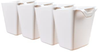 4 Pack Hanging Cup Holders for Storage Trolley & Cutlery Rack,Trolley Basket Storage,Rolling Cart Accessorie,4.75x4 Hanging Bins,Removable Storage Cart Accessories,Hanging Kitchen Container (White)