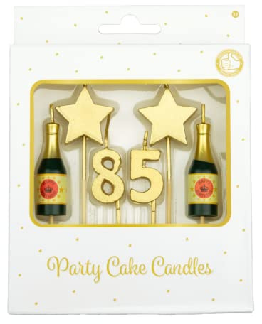 PD-Party - Geburtstagskerzen für Kuchen & Torten - Geburtstagsdeko - Goldene Kuchenkerzen für Geburtstagsfeiern von Kindern & Erwachsenen - Zahlenkerzen - Nummer Kerze - Größe 3 x 9 x 1 cm - 85 Jahre