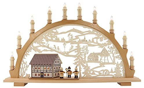 Lenk & Sohn - Schwibbogen 10 flammig Fachwerkhaus beleuchtet Sternsänger - 66x44cm