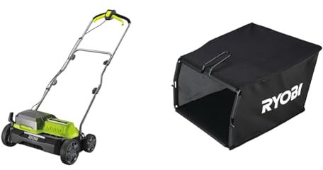 Ryobi RY18SFX35A-0 18V One+ Cordless 35cm Brushless Scarifier, 18 V, Vert & Bac Souple 55 L pour scarificateurs RY18SFX35A0 / RY18SFX35A240 / RY1400SF35B RAC822