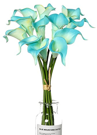 huaao 12 stycken konstgjorda kalla liljor bröllopsdekoration bukett realistisk latex äkta blomarrangemang dekoration brudbröllop hus fest hotell gör-det-själv-blomsterarrangemang, blå