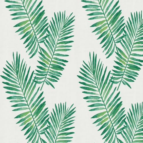 LZH-LP Green Tropical Palm Leaves Self-Adhesive Wallpaper, 45x300CM Bohemian Palm Leaves Peel Stick Vinyl Removable Wallpaper Film Roll for Wall Cabinet Décor