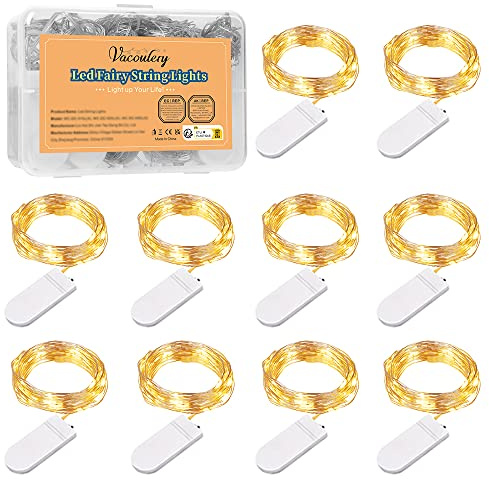 10 Stück LED Lichterkette mit Batterie 10 LEDs Mini Lichterkette Draht 3.3FT Klein Lichterketten mit Batterie 1M Lichterketten Warmweiß für Innen Außen Deko
