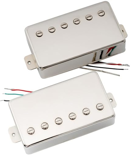 Artec VH59 Vintage Tone Covered Alnico 5 Humbucker Tonabnehmer Hals Steg Pickups Set für Les Paul Style E-Gitarre, Nickel