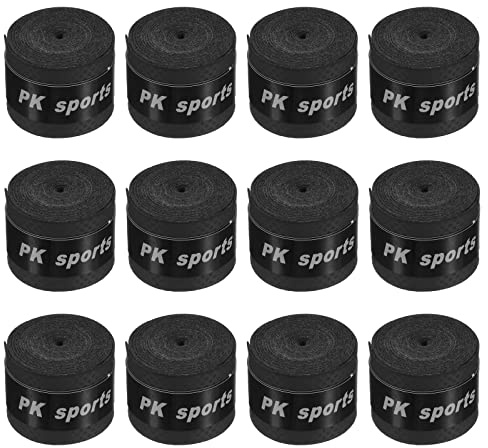 PATIKIL 43.3 Nastro Impugnatura Racchetta Tennis 12 Pezzi Poliuretano Overgrip Scanalatura Arrotondata Antiscivolo Assorbe Sudore per Badminton Canna Pesca Nero