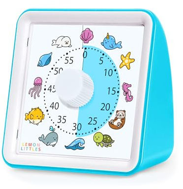 Visual Timer for Kids, Toddler, Autism, ADHD & Preschool Classroom - Animal Silent Countdown Timers - 60 Minute Productivity & Time Management Clock (Sea Creature)