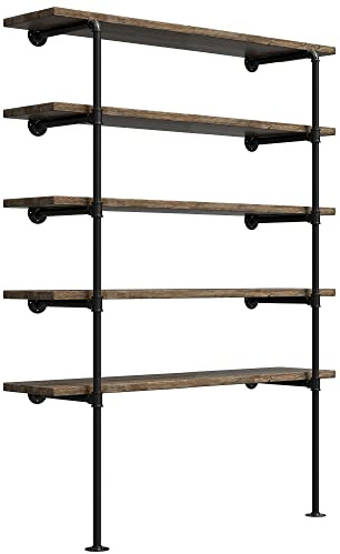 (77Tall,14Deep,2pcs) Industrial Retro Wall Mount Iron Pipe Shelf,DIY Open Bookshelf,Hung Bracket,Home Improvement Kitchen Shelves,Tool Utility Shelves, Office Shelves, Pipe Shelving