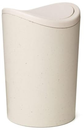 Superio Small Bathroom Trash Can with Lid, Modern White Mini Waste Bin with Swing Lid (1 1/2 Gallon, 6 Liter) Plastic Garbage Can for Kitchen, Bathroom, Bedroom, Office, Under Desk (1, Ecohome)