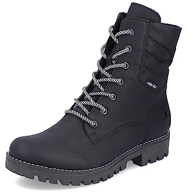 Rieker Damen Schnürstiefeletten 78520, Frauen Stiefeletten,halbstiefel,Kurzstiefel,uebergangsschuhe,uebergangsstiefel,schwarz (00),39 EU / 6 UK