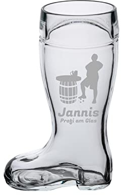 LUXENTU Bierstiefel mit Gravur, Spielerstammtisch, 0,5 l, 1 Stück | Personalisierte Lasergravur, Geschenk für Fußballer, offizielle Eichung, Spülmaschinenfest