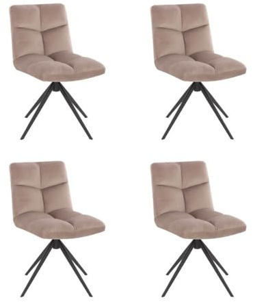 Home Deluxe - Esszimmerstuhl NODA - 4er Set, Farbe: Samt Hellbraun - 360 Grad drehbar, weiche Polsterung, bis 120 kg belastbar I Küchenstuhl Speisestühle Esszimmerstühle