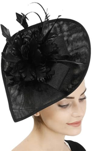 Vintage Armee Fascinator Haar Hüte für elegante Frauen Hochzeit Kirche Anlass Zubehör Federn Kopfschmuck, Schwarz, Einheitsgröße