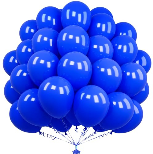 Unisun Blå ballonger, 50 st, 30 cm, matt djupblå, mörkblå latexballonger för män, pojkar, dekorationer för födelsedagsfest, babyshower, bröllop, nationaldag, examen, jubileum