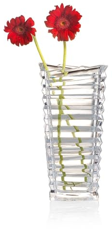 Queensway Home & Dining Crystal Look Heavy Glass Bouquet Flower Vase Holder for Home Table Decor Wedding Centrepiece Dining and Living Rooms