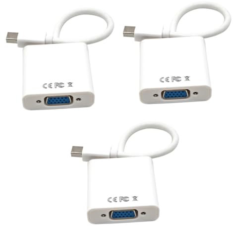 OSALADI 3pièces Mini Displayport vers Vga Adaptateur Femelle à Mâle Convertisseur Vidéo Compatible Pro Air TV LCD Projecteurs pour Salle De Conférence Et Home Cinéma