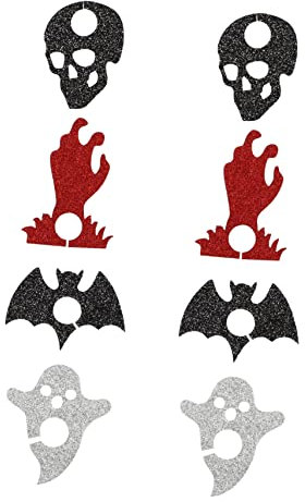 Amosfun 3sets Horror Decor Halloween Wine Glass Ring Set of Non-woven Cup Decorations for Party 8pcs*3