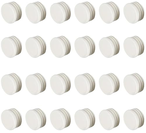 35MM Round Plastic Plugs,White Plastic End Caps in 24pcs,Chair Leg Pipe Tube Insert Blanking Cover,End Cover Caps for Furniture,Tables,Chairs