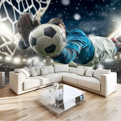 Estadio Fotomural futbolista Fotomural Pared, 250x175 cm Papel Pintado 3D, Fotomurales Decoración de Comedores Moderna Lana Sala Cuarto Salón