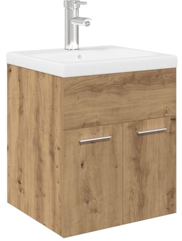 vidaXL Mobile Bagno con Lavabo Integrato&Rubinetto Rovere Artigianale