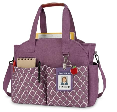 Horsande Lehrertasche Damen, Arbeitstasche Damen Büro, Lehrer Tasche Groß mit Laptopfach, Schultasche für Lehrerin, Arbeitstasche für die Schule, LILA