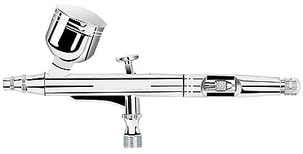 Pistola a spruzzo, spruzzatore di vernice, Kit aerografo Pistola aerografo a doppia azione con aghi da 0,2/0,3/0,5 mm Set 7 cc/20 cc/40 cc Tazza 1,8 m Tubo 'aria e kit di pulizia per verniciatura fai