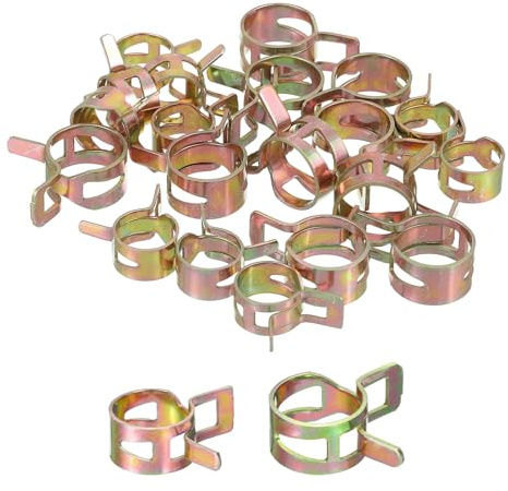 sourcing map ID 12mm 15mm 1/2 Inch 9/16 Inch Fuel Line Hose Clips, Pipe Spring Hose Clamp,Low Pressure Air Clamp, Water Pipe Air Tube Vacuum Hose Clips Fastener Pack of 20